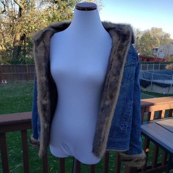 MARVIN RICHARDS COZY Jacket Jeans Faux Fur Denim Womens M - Picture 5 of 12
